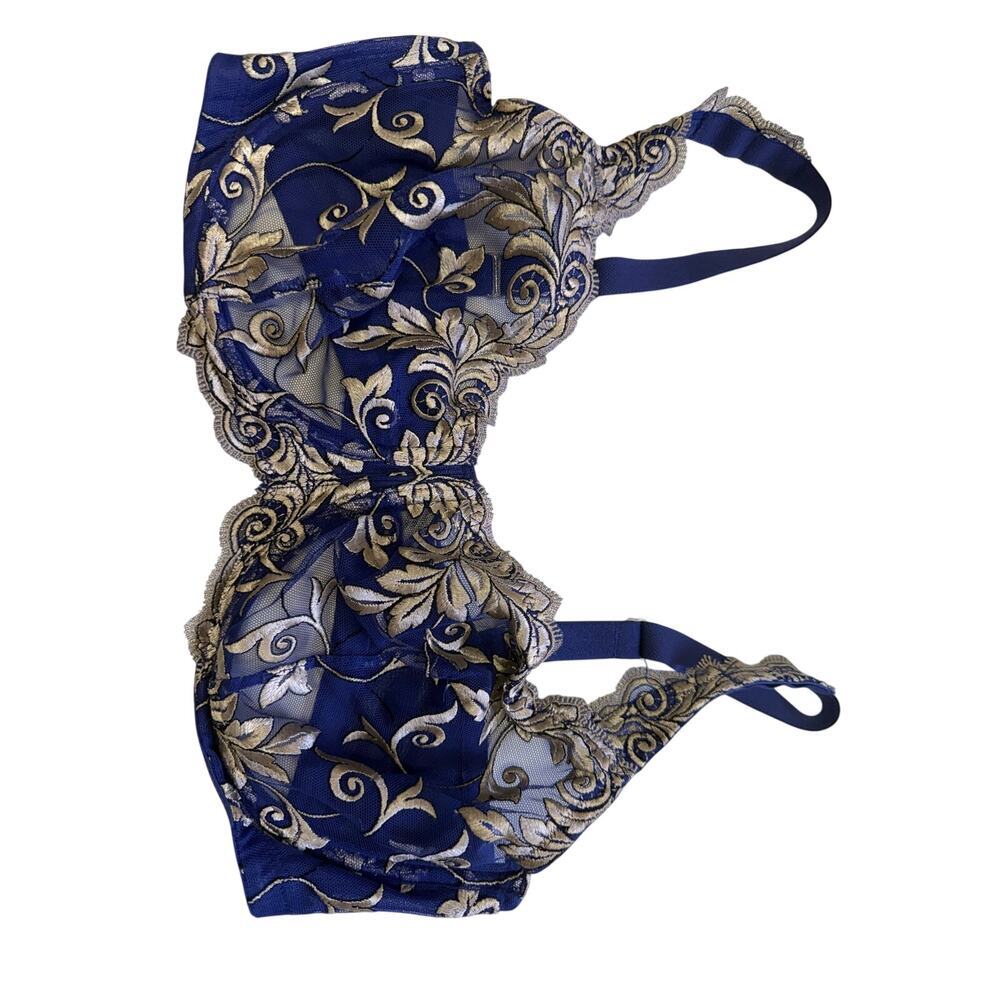 Soma bra 36 DD blue with ornate stitching